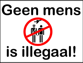 spandoek 'Geen mens is illegaal'
