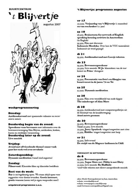 Programma 't Blijvertje augustus 2007